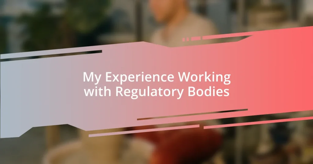 My Experience Working with Regulatory Bodies