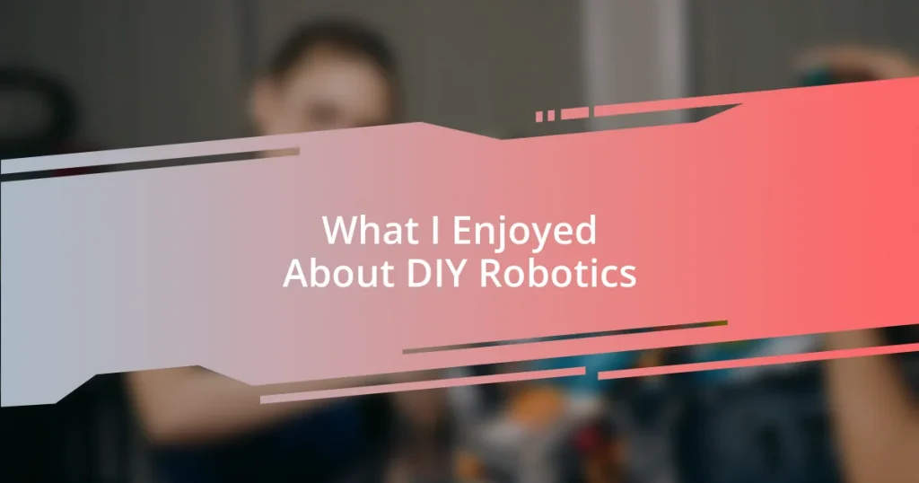 What I Enjoyed About DIY Robotics