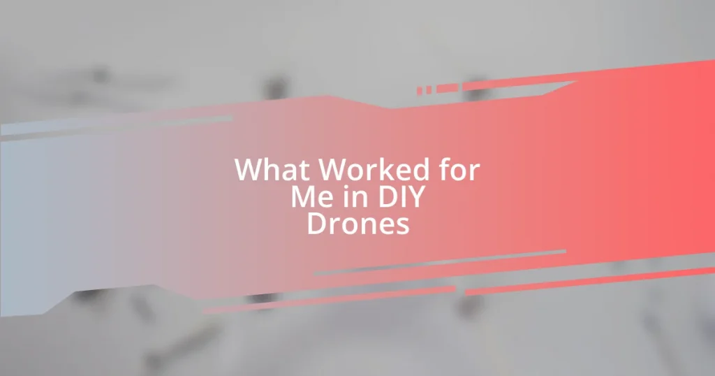 What Worked for Me in DIY Drones